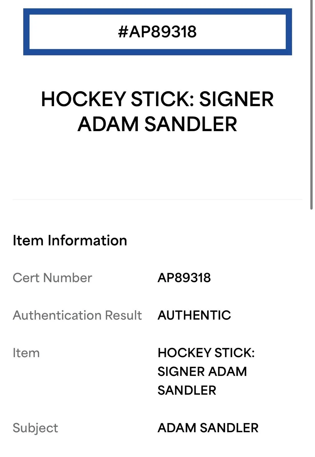 Adam Sandler — ADAM SANDLER SIGNED HOCKEY STICK PUTTER HAPPY GILMORE 2 PSA COA, изображение 5