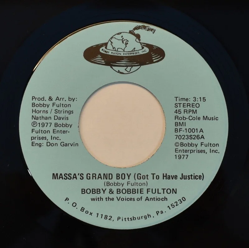 Bobby & Bobbie Fulton - Massa's Grand Boy / How Great Thou Art (7"), image 4