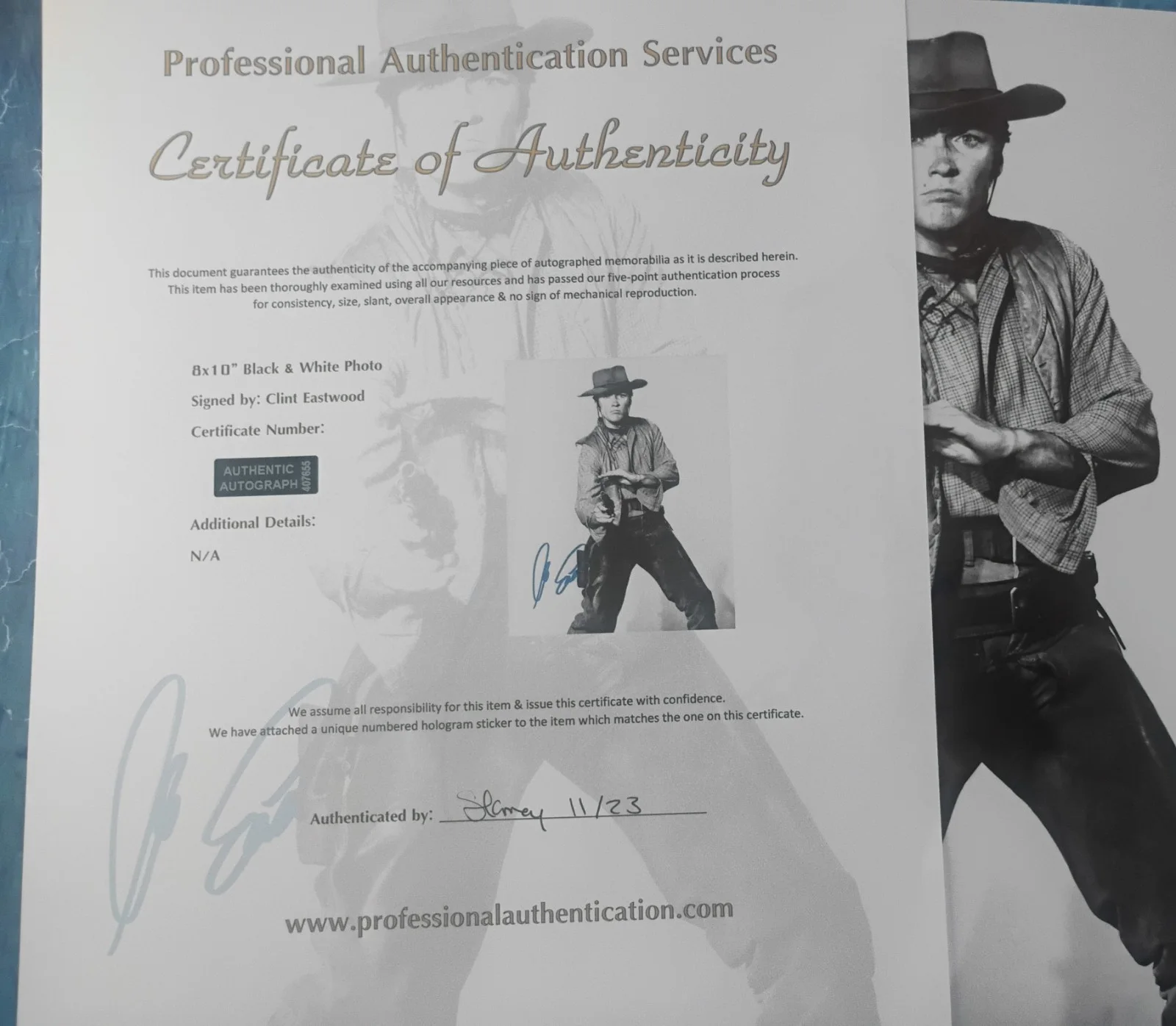 Clint Eastwood Hand Signed 8x10 Photo COA - NO US TARIFFS, image 4