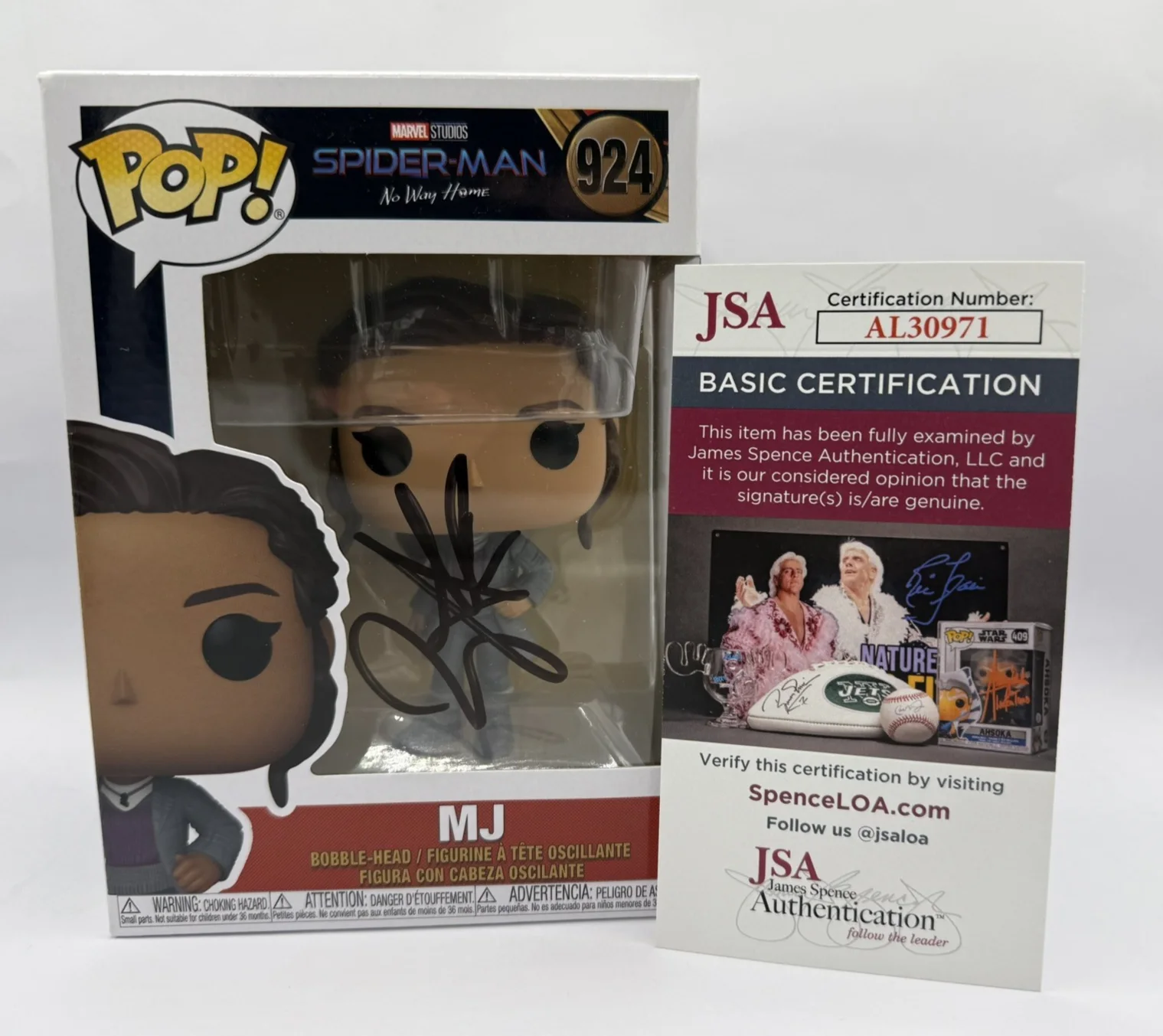 Zendaya — ZENDAYA Signed Spider-Man "MJ" Funko Pop #1577 w/ JSA COA