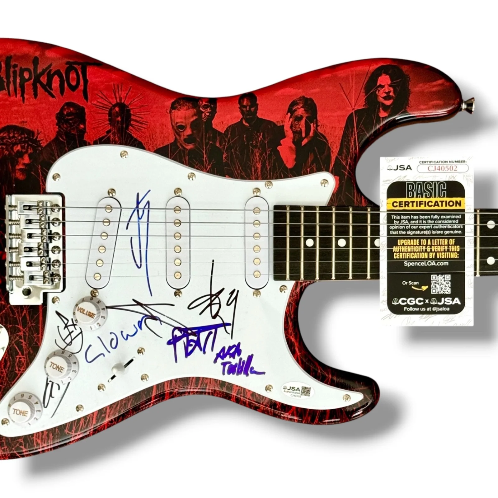 Slipknot Signed Guitar Custom JSA COA Corey Taylor Clown VMan Mick Sid All 8!, image 3