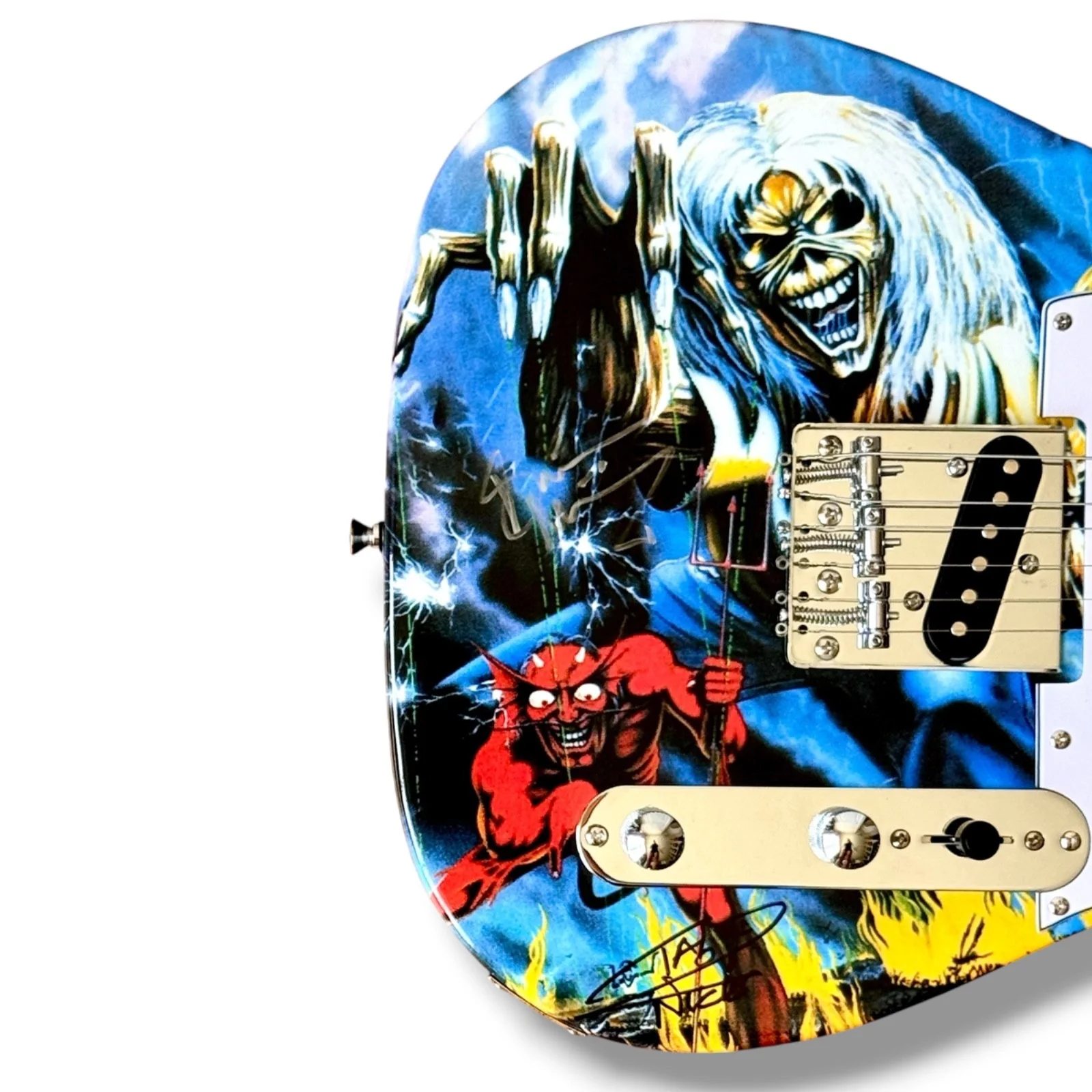 Iron Maiden Signed Guitar Custom Graphics JSA COA Bruce Dickinson Nicko McBrain, image 2