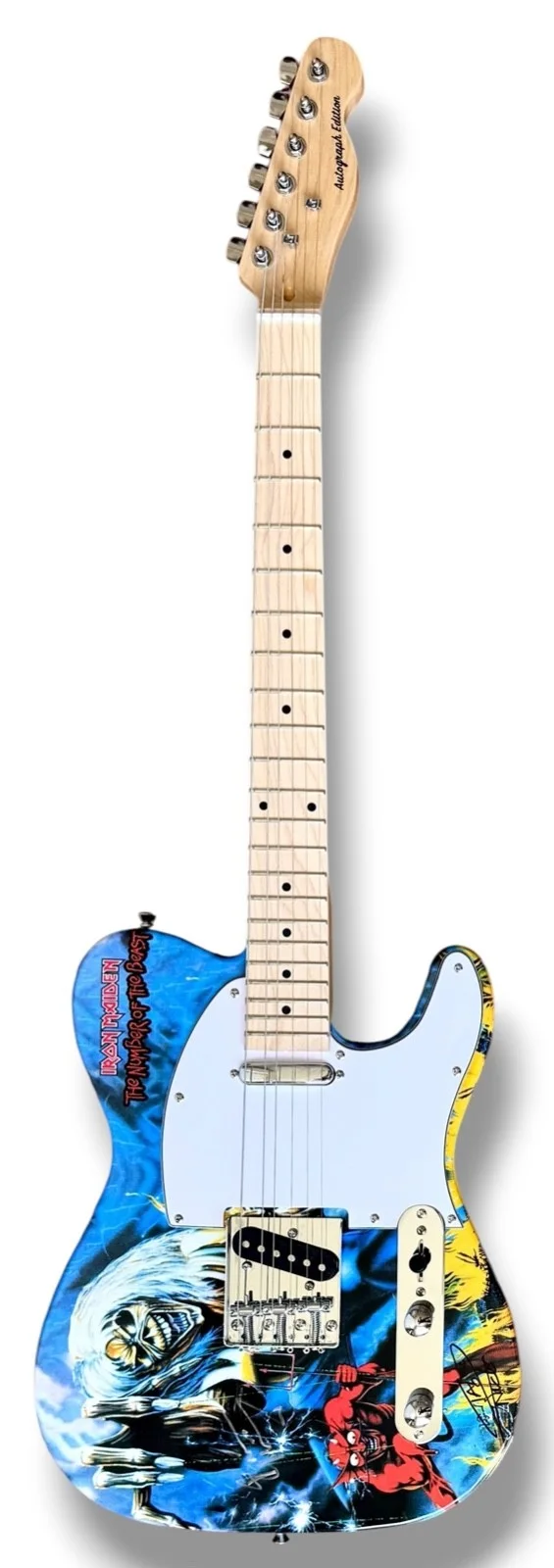 Iron Maiden Signed Guitar Custom Graphics JSA COA Bruce Dickinson Nicko McBrain, image 3