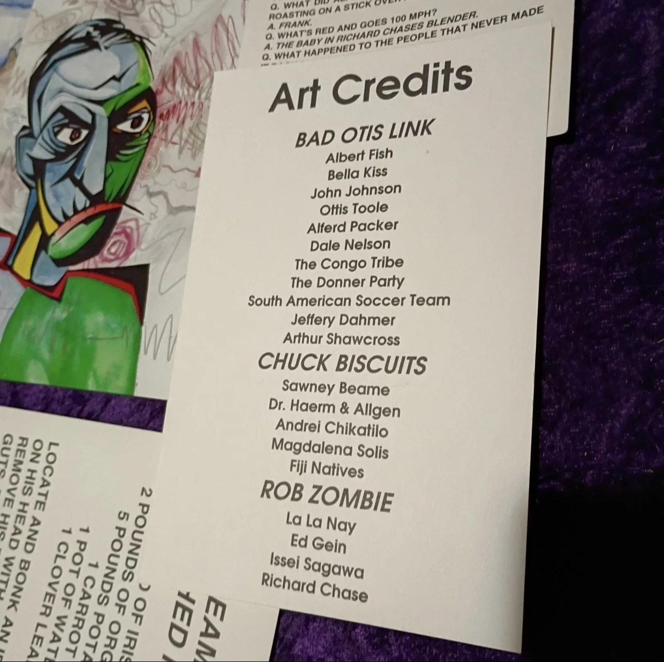 The Ghoulish Gourmet Rob Zombie / Chuck Bisquits True Cannibals Postcards Punk, image 3