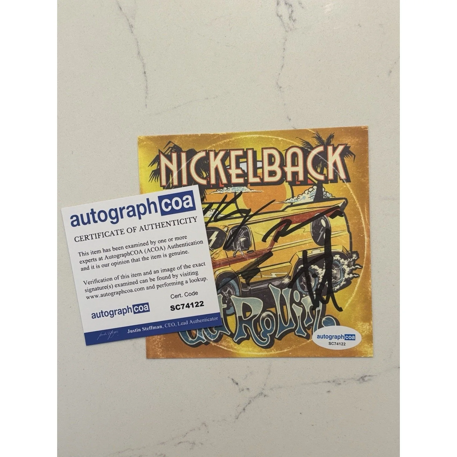 NICKELBACK Get Rollin CD Signed Card FULL BAND Insert Autograph ACOA #6, image 2