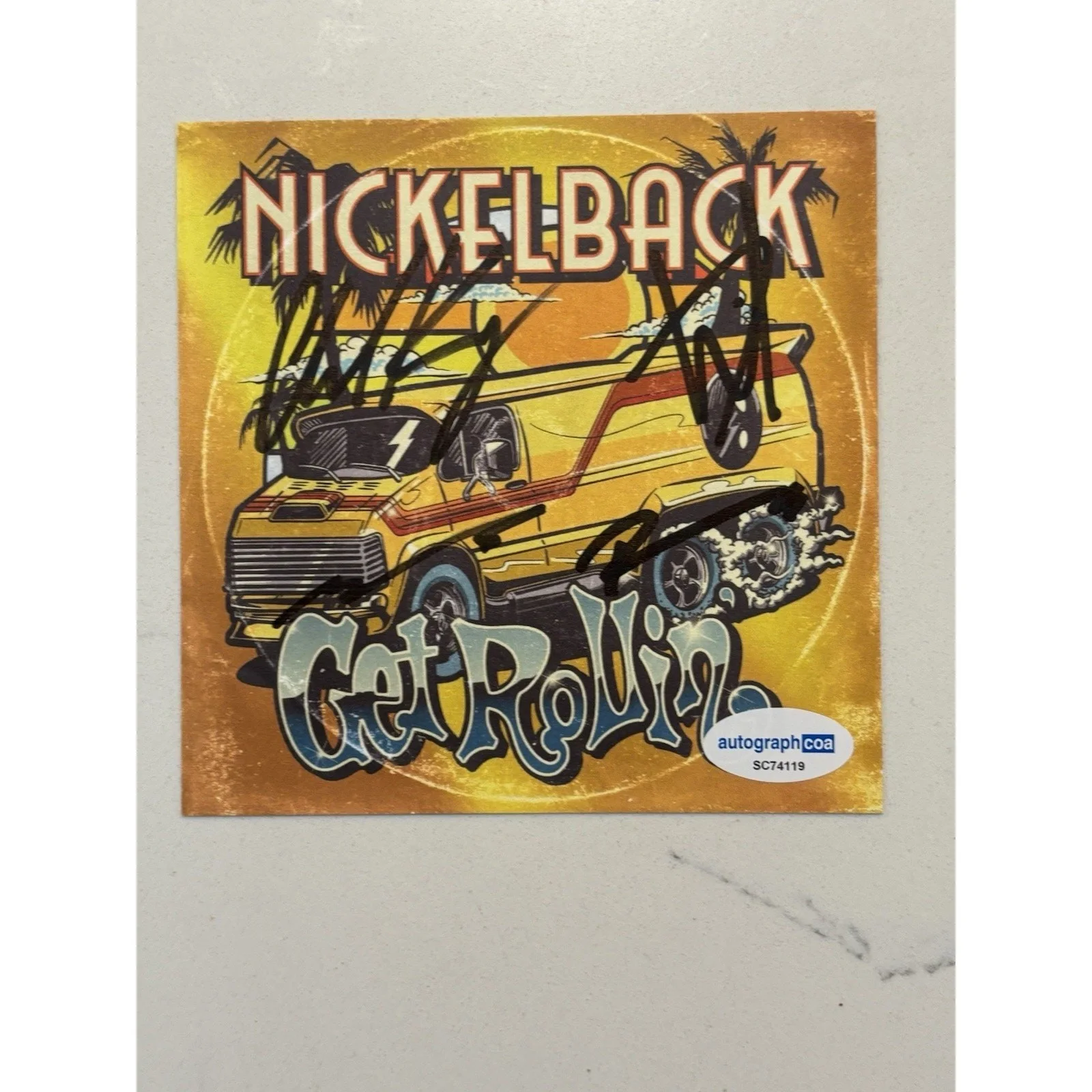 NICKELBACK Get Rollin CD Signed Card FULL BAND Insert Autograph ACOA #19, image 3