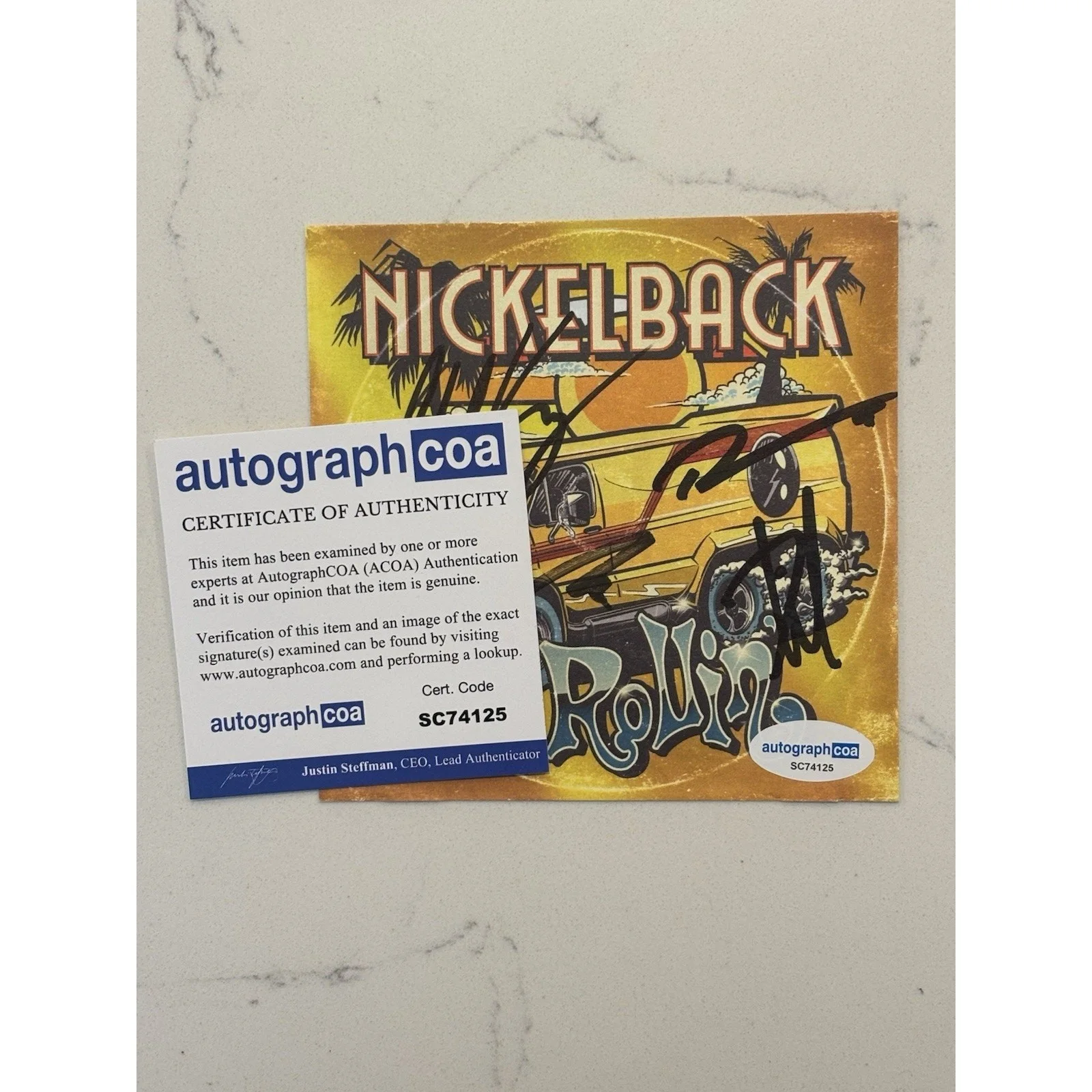 NICKELBACK Get Rollin CD Signed Card FULL BAND Insert Autograph ACOA #8, image 2