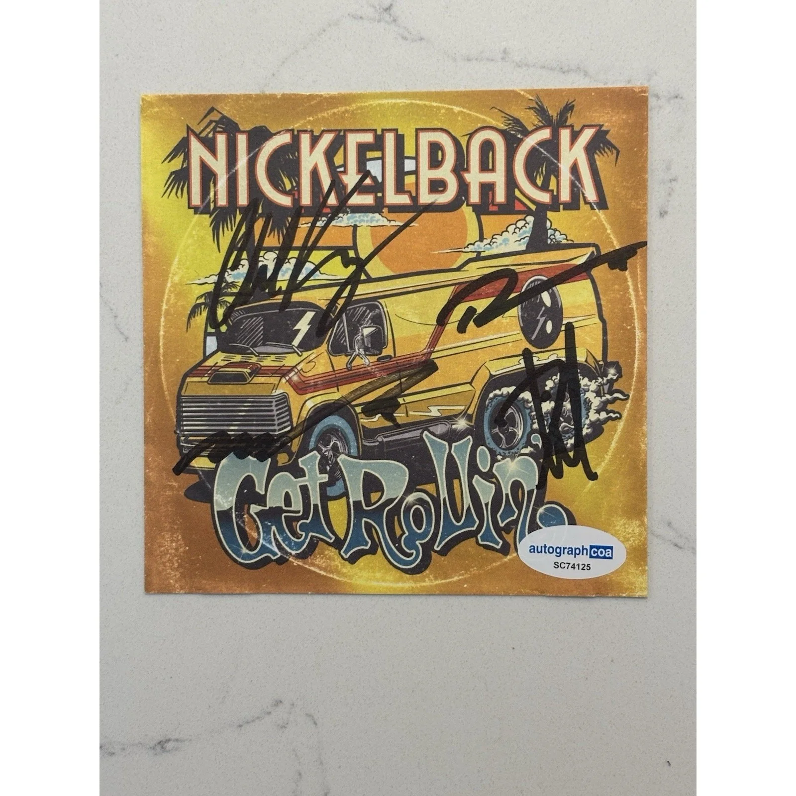 NICKELBACK Get Rollin CD Signed Card FULL BAND Insert Autograph ACOA #8, image 3