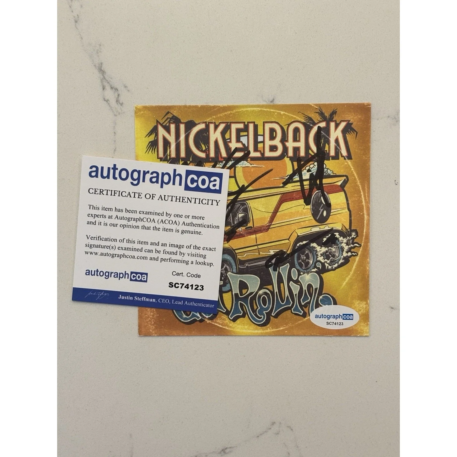 NICKELBACK Get Rollin CD Signed Card FULL BAND Insert Autograph ACOA #5, image 2