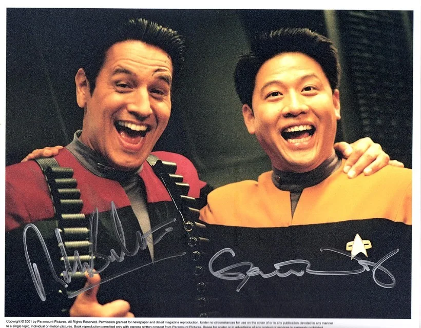 Robert Beltran — STAR TREK Voyager ROBERT BELTRAN & GARRETT WANG funny signed photo!
