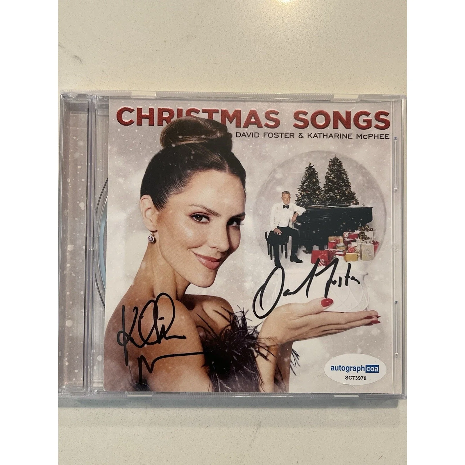 DAVID FOSTER KATHARINE MCPHEE Signed Autograph CD "Christmas Songs" ACOA #2, изображение 2