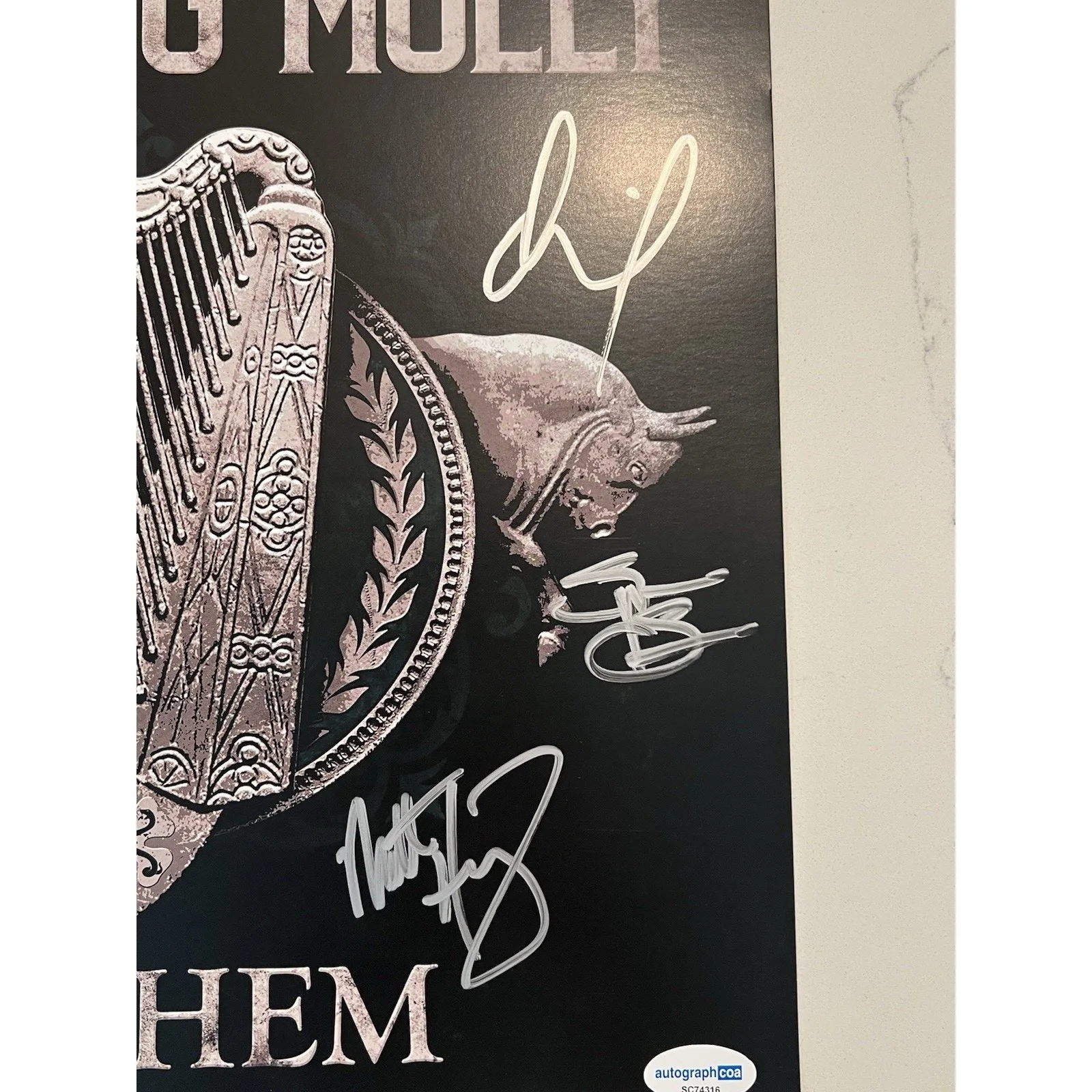 Flogging Molly SIGNED 12x12 Insert + New Sealed Anthem CD 7 Members COA Auto #3, image 4