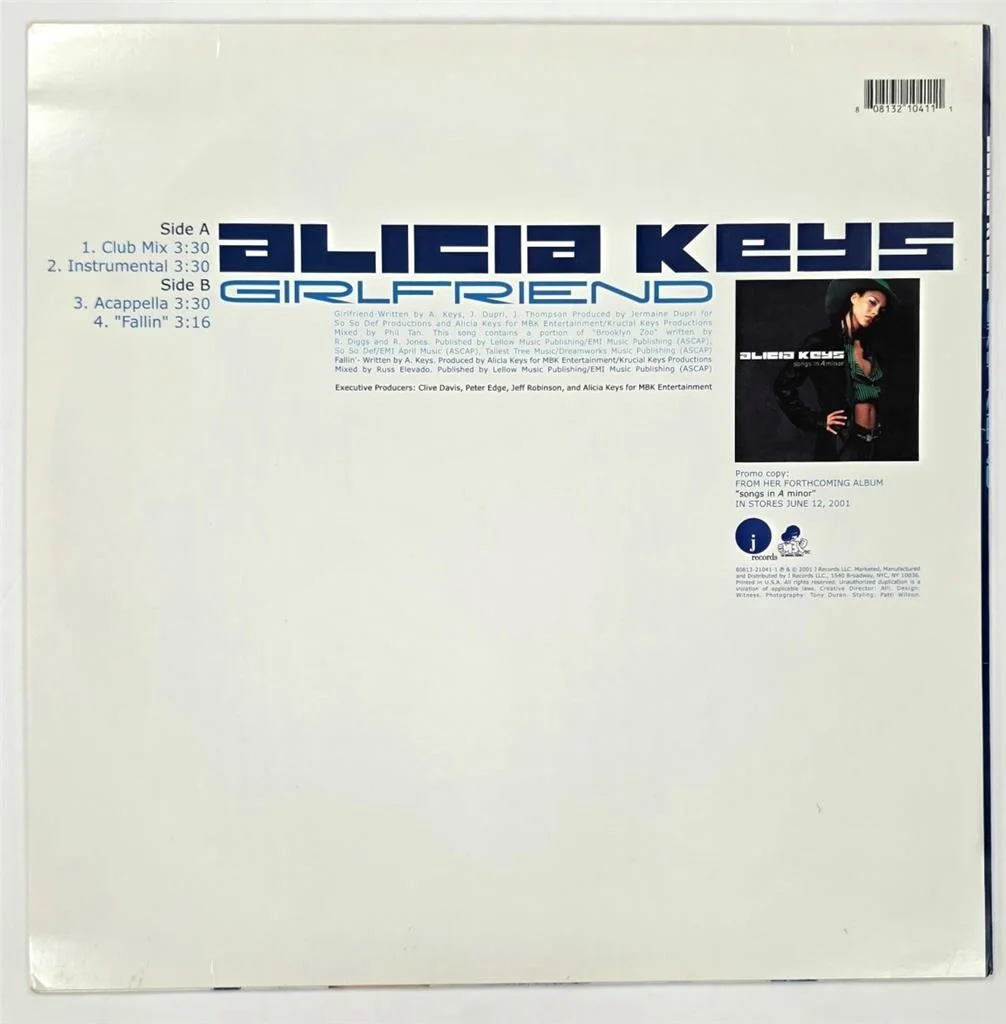 Alicia Keys signed 'Girlfriend' vinyl record album cover LP autograph ~ JSA, image 4