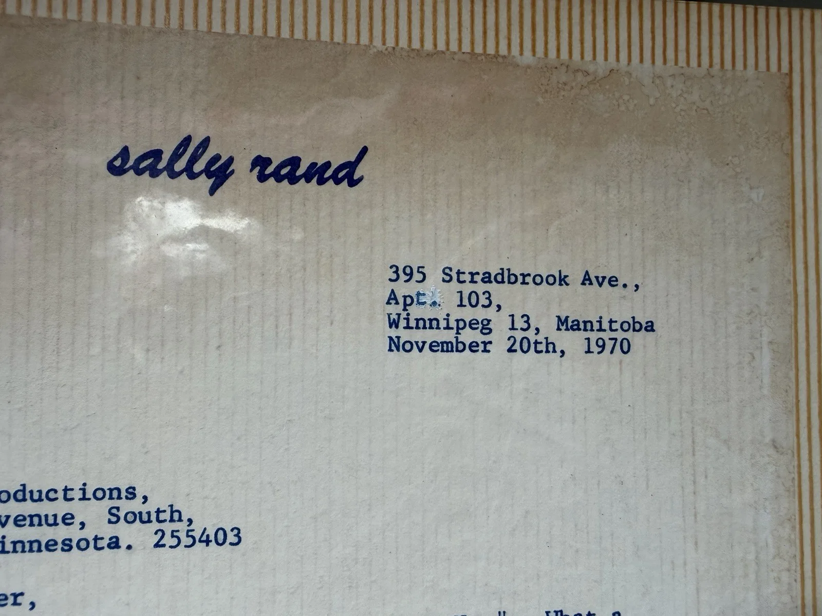 SALLY RAND 1970 Signed Letter Actress/Dancer, image 5