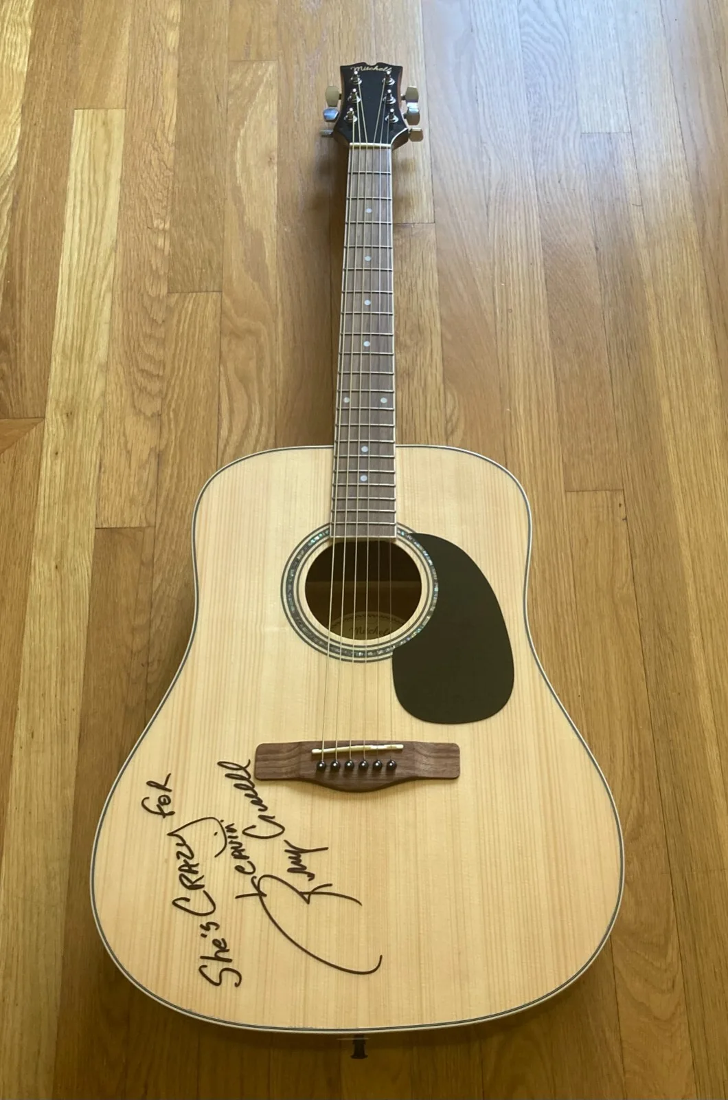 Rodney Crowell signed Acoustic Guitar "She's Crazy For Leavin" JSA COA LOA, image 2