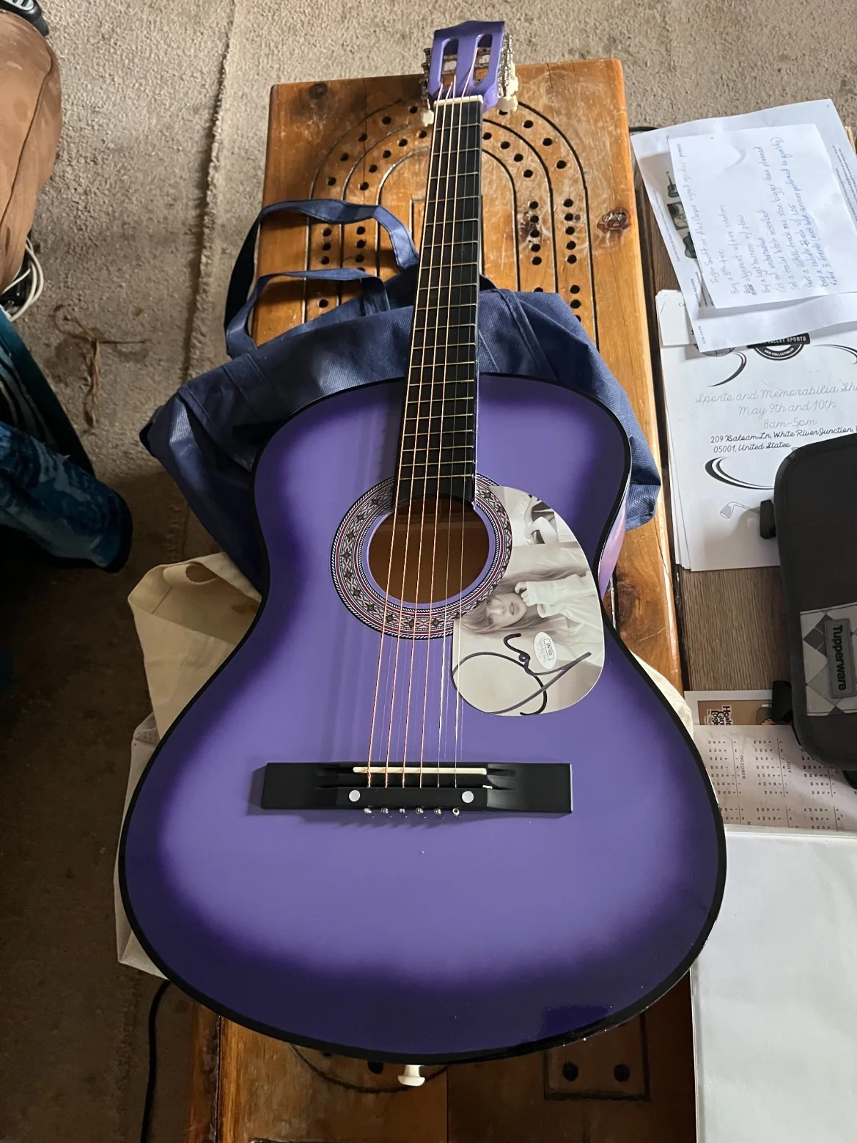 Taylor Swift Signed Autographed Purple Acoustic Guitar (JSA Hologram), image 2