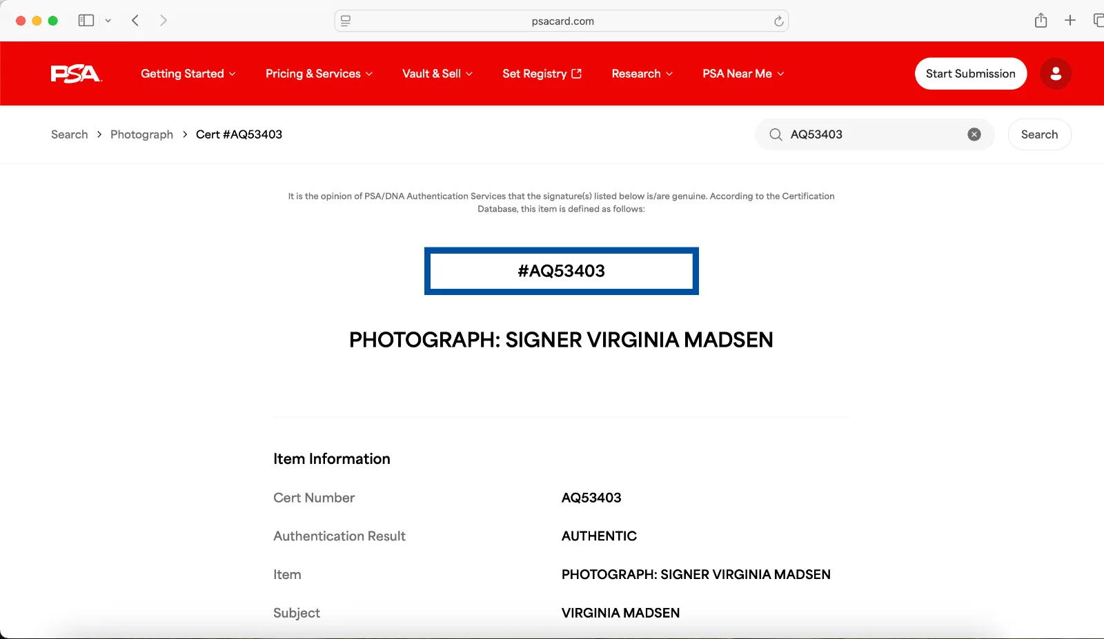 Virginia Madsen — Virginia Madsen signed 8x10 photo autograph PSA DNA photoshoot black & white, изображение 3