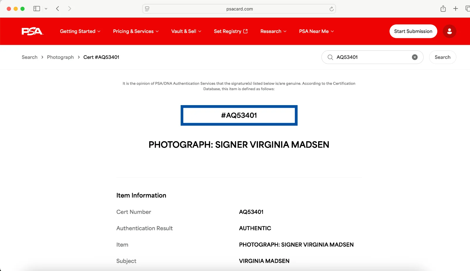 Virginia Madsen — Virginia Madsen signed 8x10 photo autograph PSA DNA Sideways poster image, image 3
