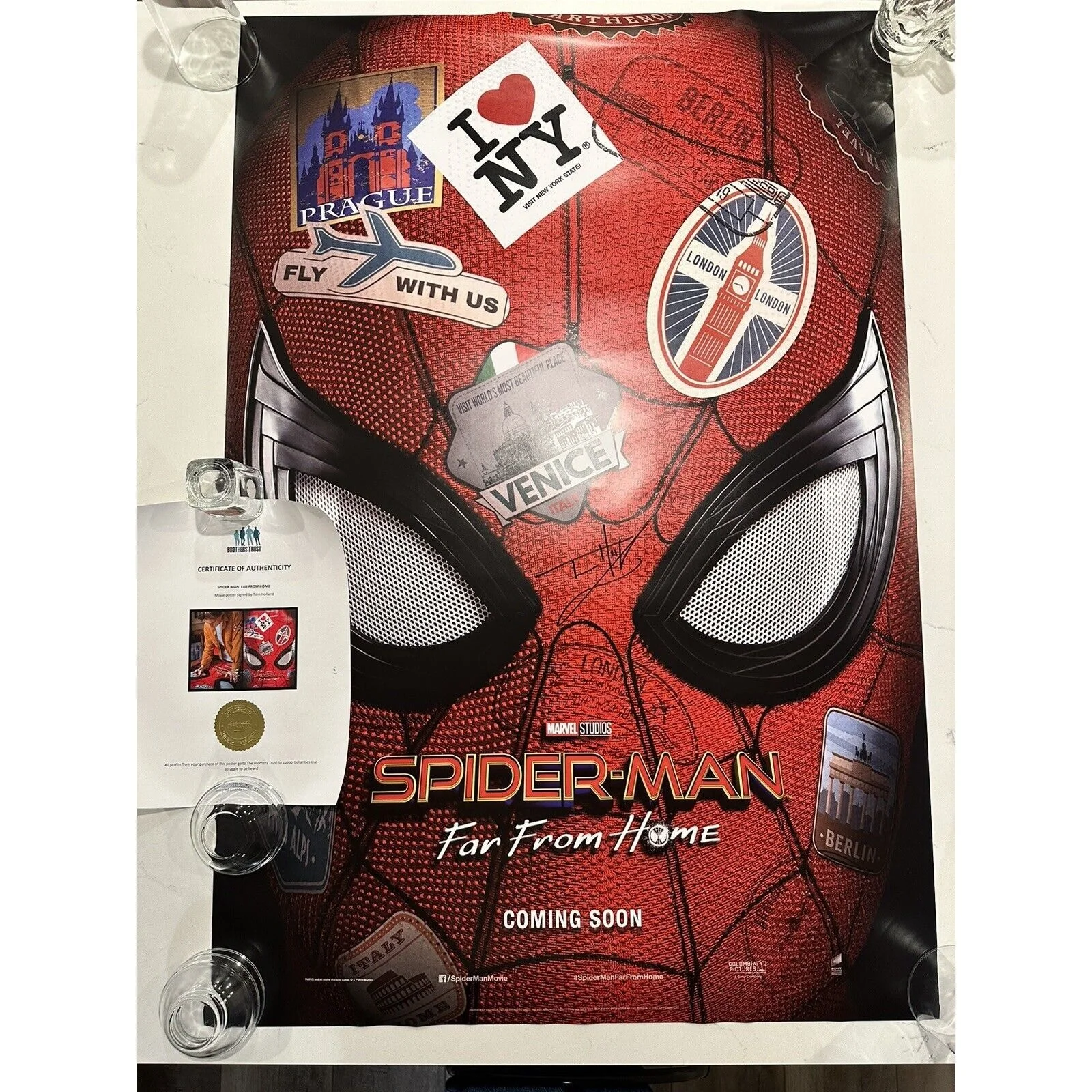 Tom Holland — Tom Holland Signed Autograph COA 27x40 Spider-Man Far From Home Sticker Poster 3