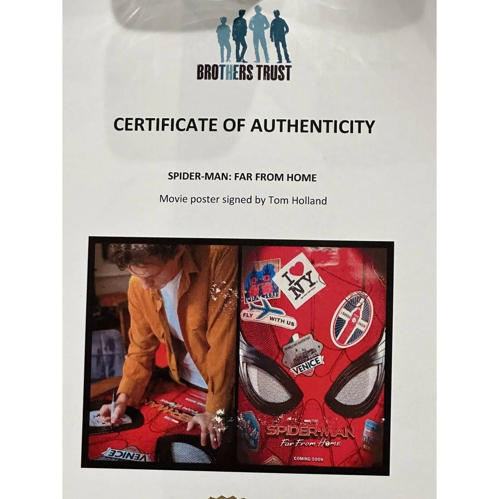 Tom Holland — Tom Holland Signed Autograph COA 27x40 Spider-Man Far From Home Sticker Poster 3, image 5