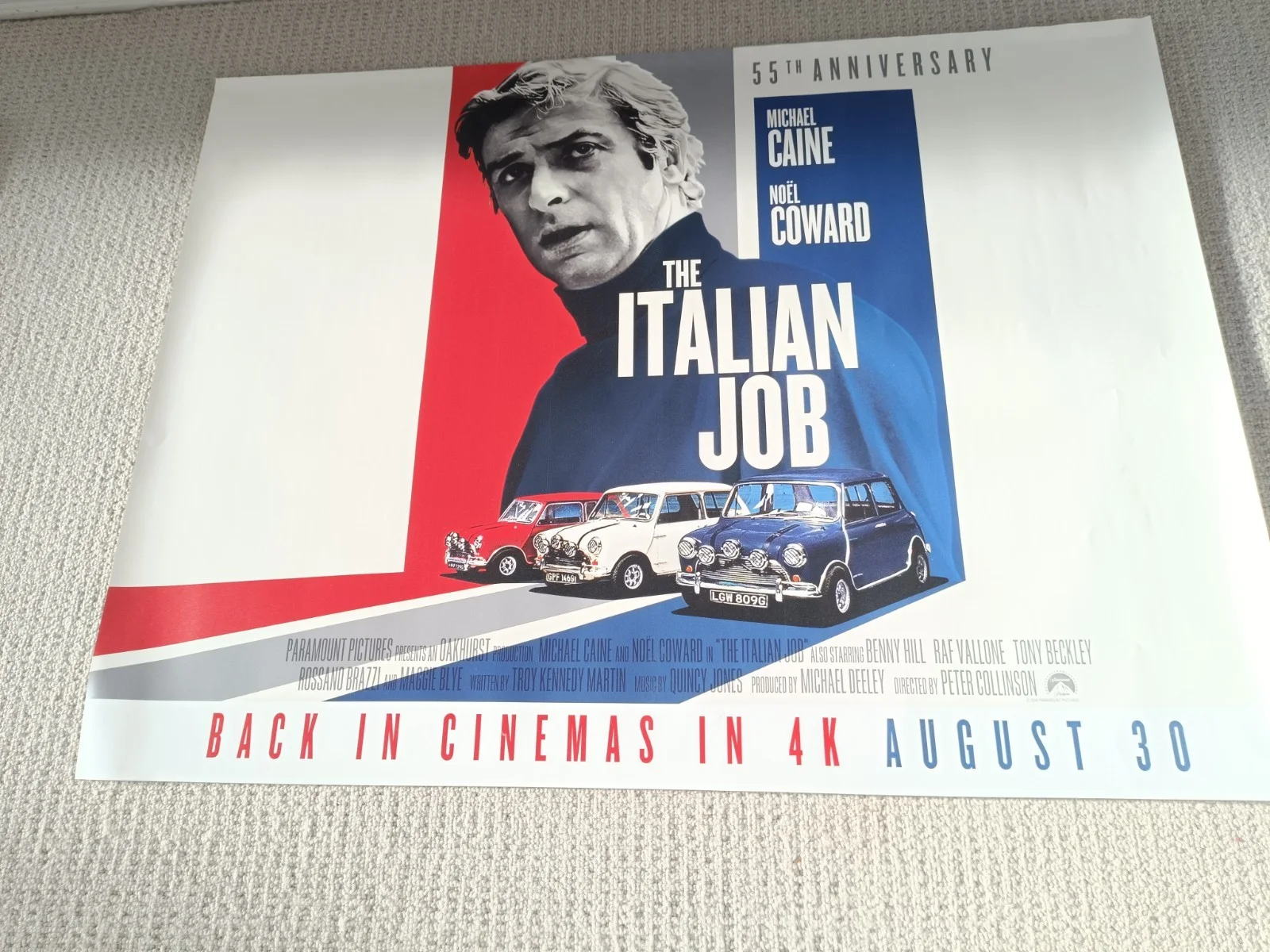 THE ITALIAN JOB ORIGINAL CINEMA FILM POSTER Michael Caine 55th ANNIVERSARY NICE, изображение 2
