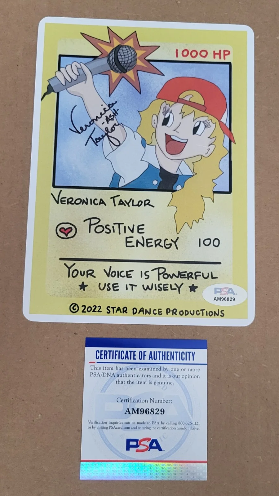 VERONICA TAYLOR — VERONICA TAYLOR HAND SIGNED AUTOGRAPH CUSTOM CARD ASH POKÉMON 4X6 PHOTO PSA COA, изображение 4