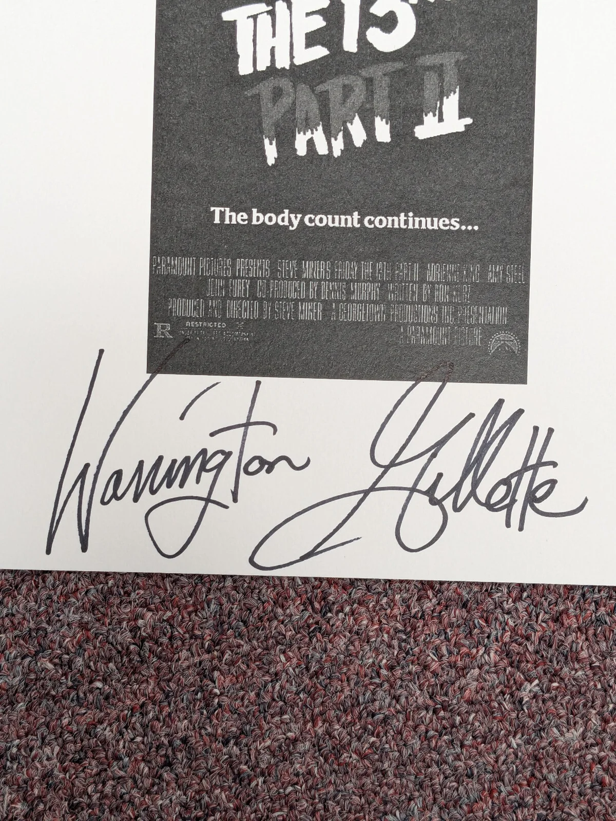 WARRINGTON GILLETTE Signed Script COVER Jason Friday the 13th Autograph Horror, image 2