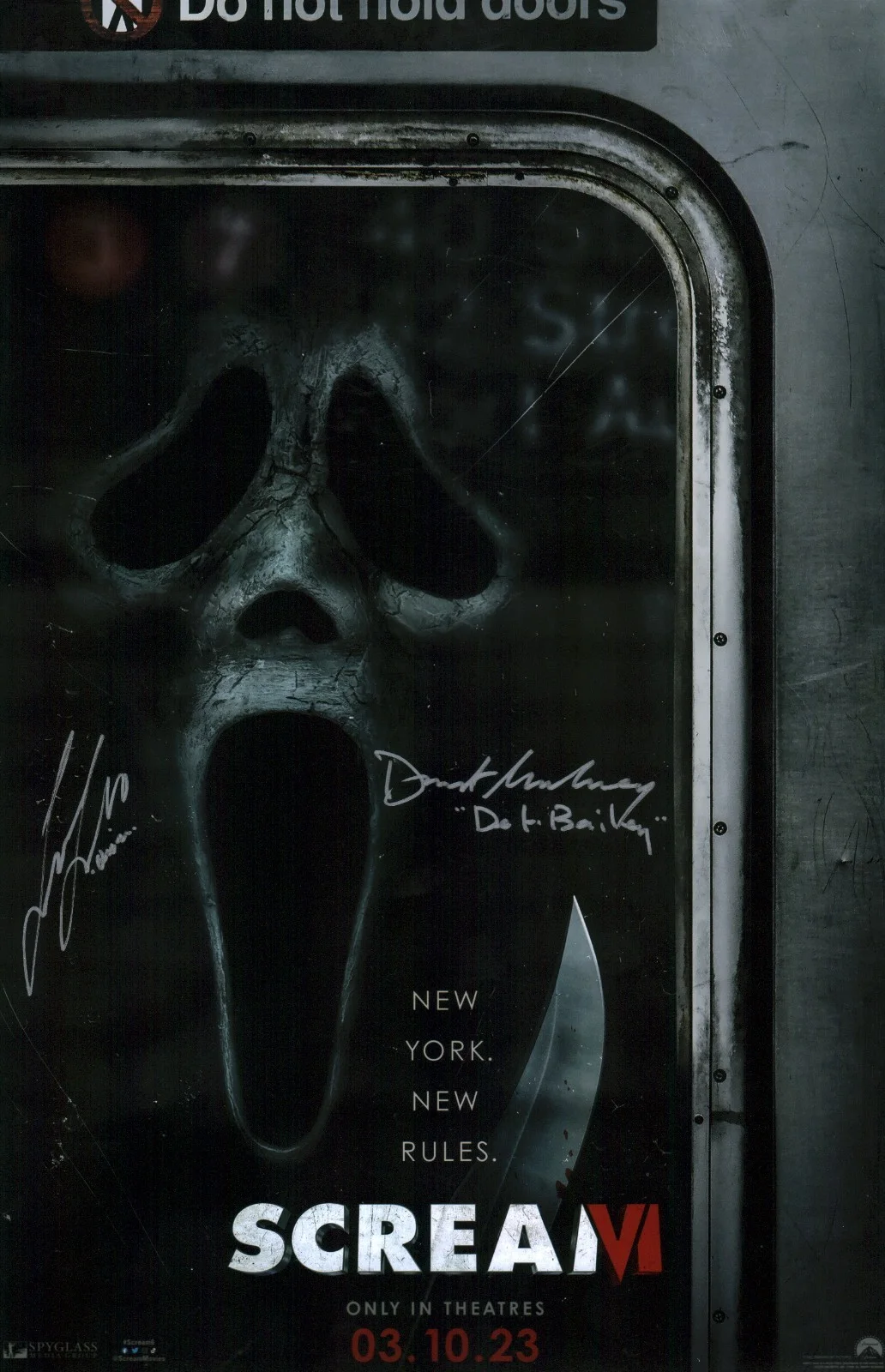 Dermot Mulroney, Liana Liberato — SCREAM VI 11x17 Cast x2 Mulroney, Liberato Signed Photo Poster JSA Cert Auto