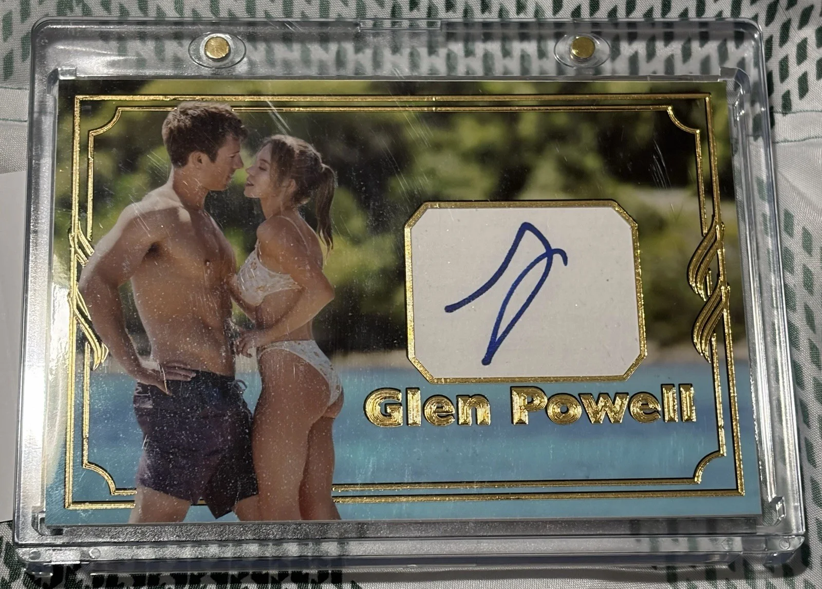 Glen Powell — Glen Powell signed Cut Custom Card JSA COA Sydney Sweeney Movie Auto Rare 🔥🔥