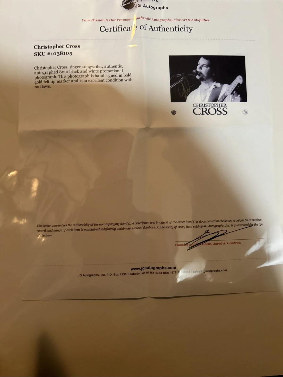 Christopher Cross — CHRISTOPHER CROSS - AUTOGRAPHED SIGNED PHOTOGRAPH, image 5