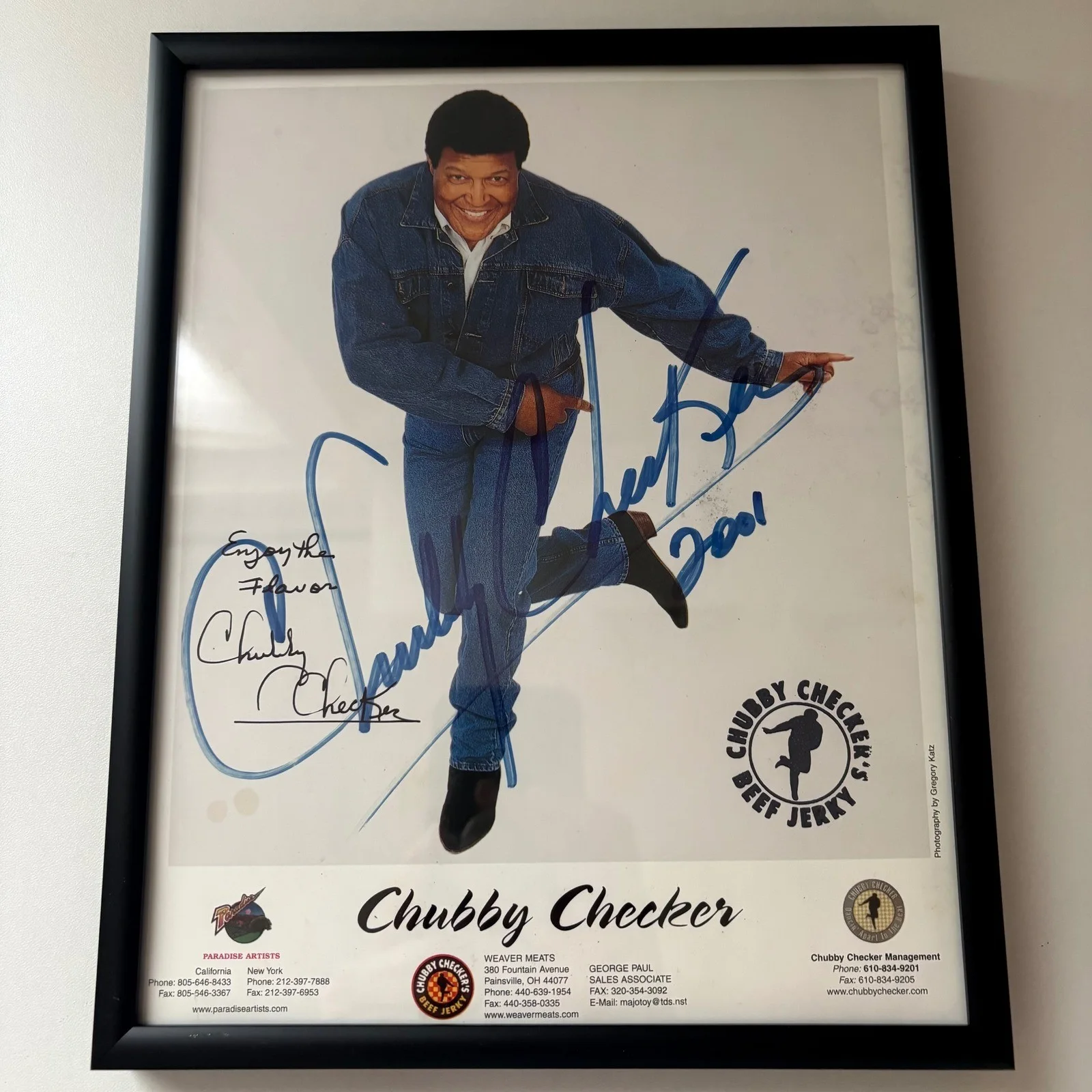 Chubby Checker Beef Jerky 8X10 Autographed Framed Photo Signed 2001, image 2