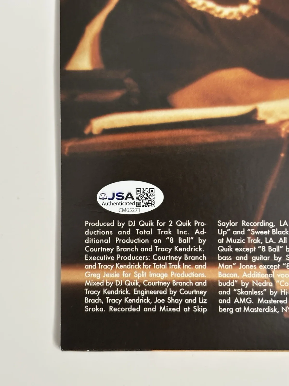 DJ Quik Quik Is The Name LP Vinyl Signed Autographed JSA COA, изображение 3