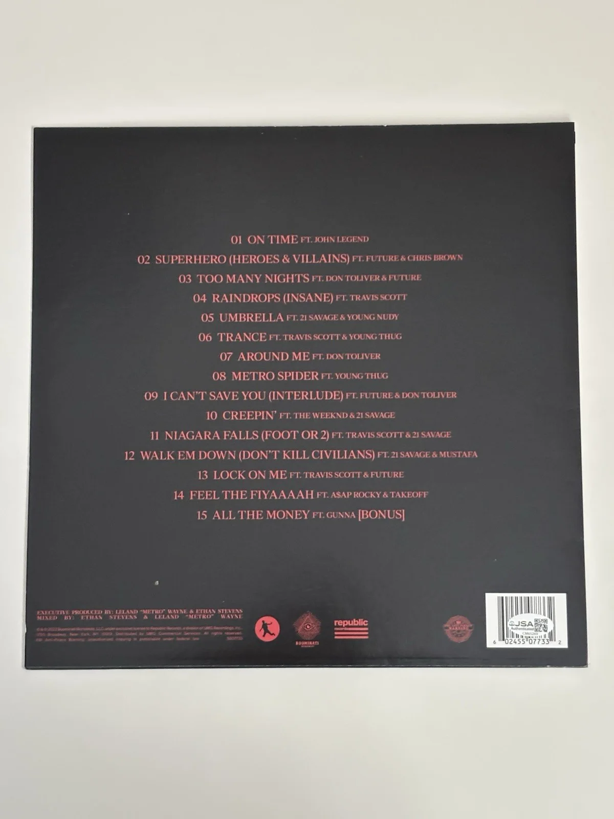 Metro Boomin 21 Savage Heros & Villians LP Vinyl Signed Autographed JSA COA, изображение 2
