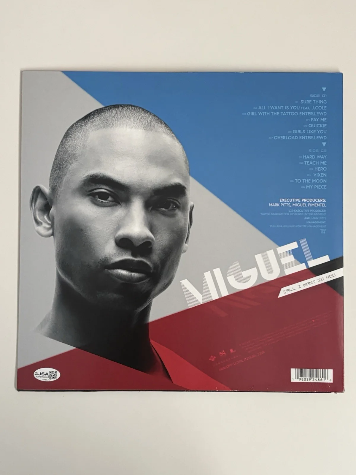 Miguel All I Want Is You LP Red Vinyl Signed Autographed JSA COA, image 3