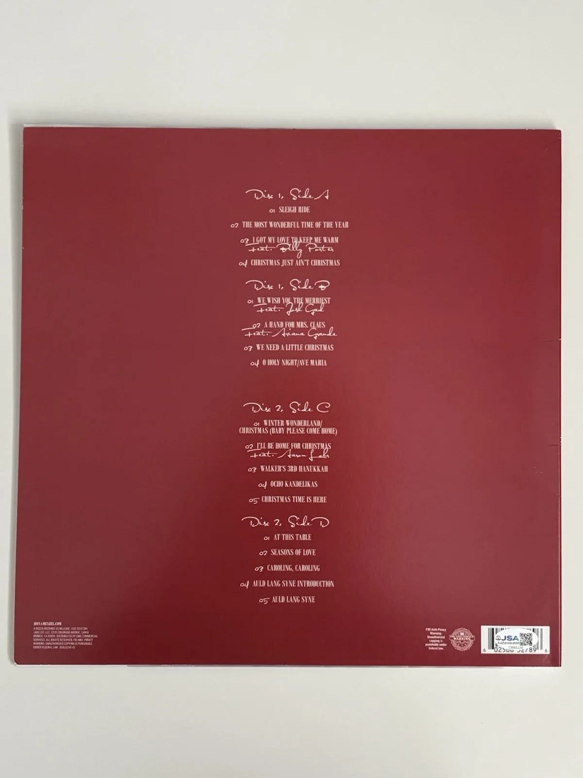 Idina Menzel Christmas A Season of Love 2LP Vinyl Signed Autographed JSA COA, изображение 2