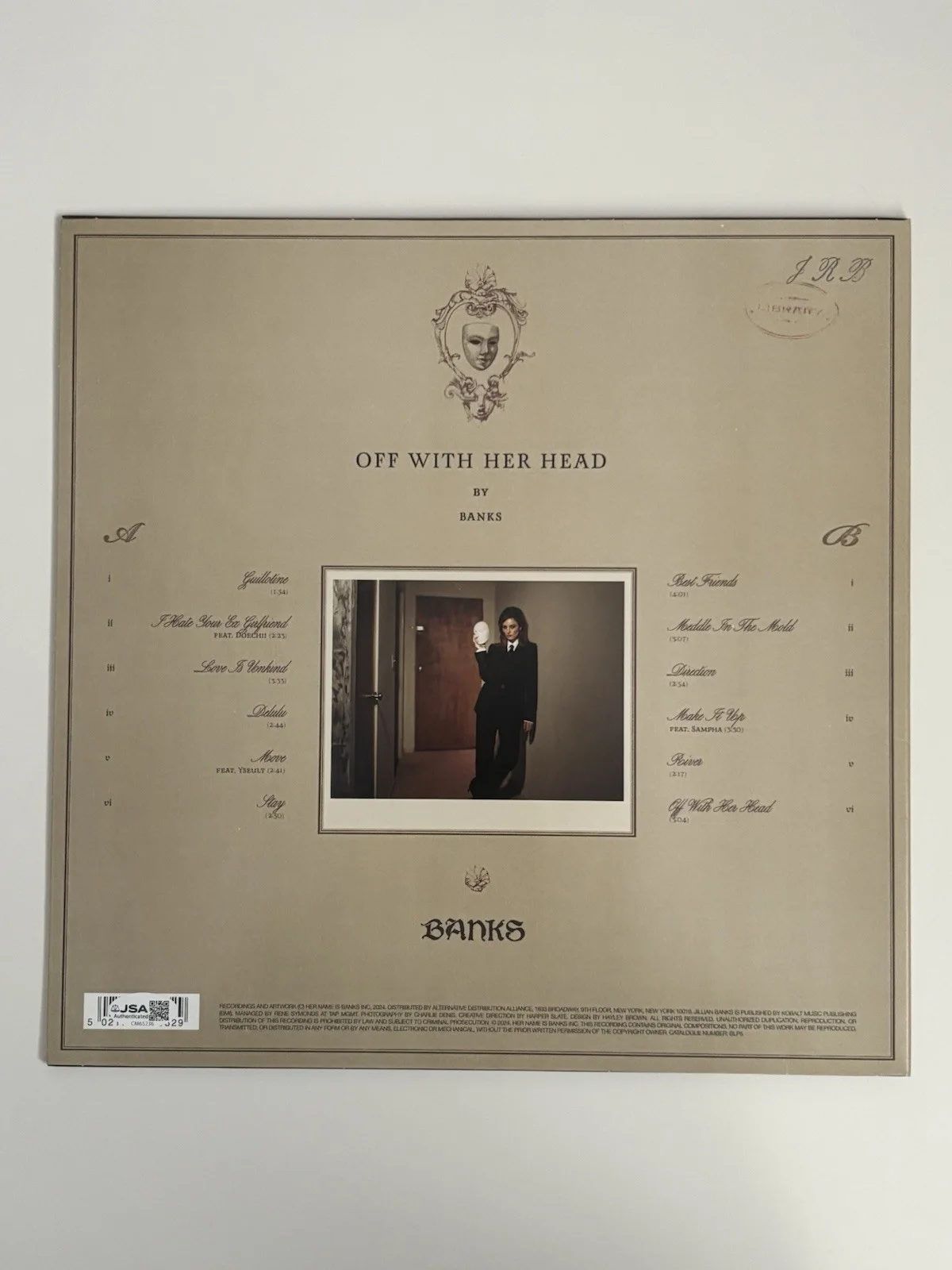 Banks Off With Her Head LP Mauve Vinyl Signed Autographed JSA COA, изображение 2