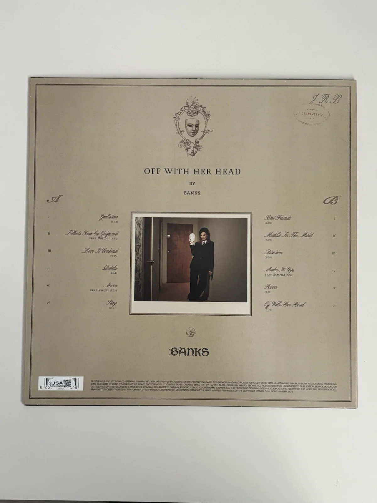Banks Off With Her Head LP Mauve Vinyl Signed Autographed JSA COA #2, изображение 3