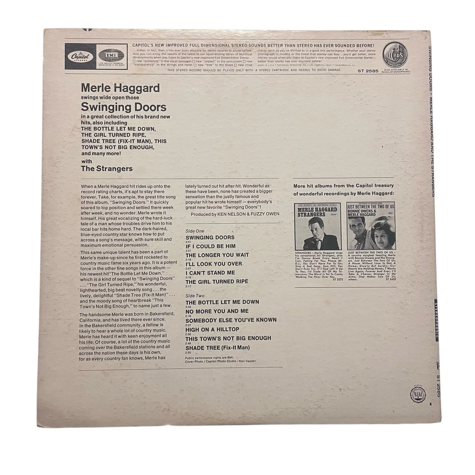Merle Haggard And The Strangers Swinging Doors Signed Autographed Vinyl Album, image 3