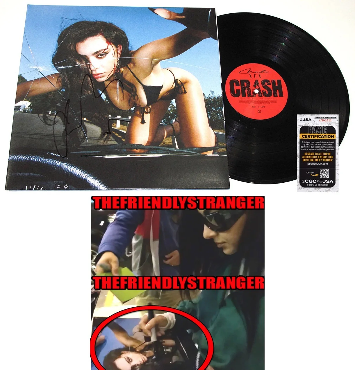 Charli XCX — CHARLI XCX signed "CRASH" Vinyl Album EXACT PROOF Hot SEXY Bikini Brat JSA COA