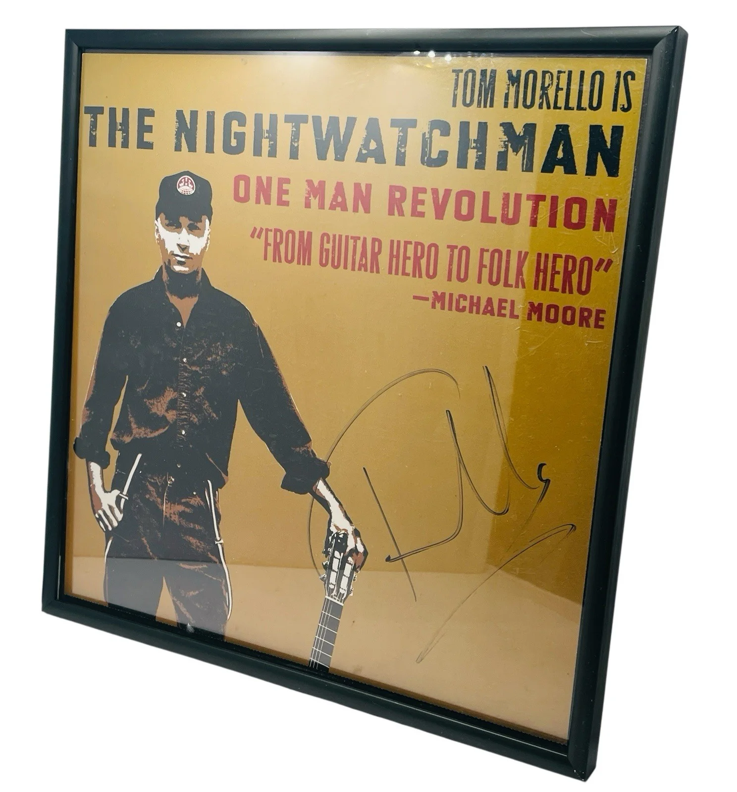 Guitarist Tom Morello The Nightwatchman Signed Autograph Framed, image 5