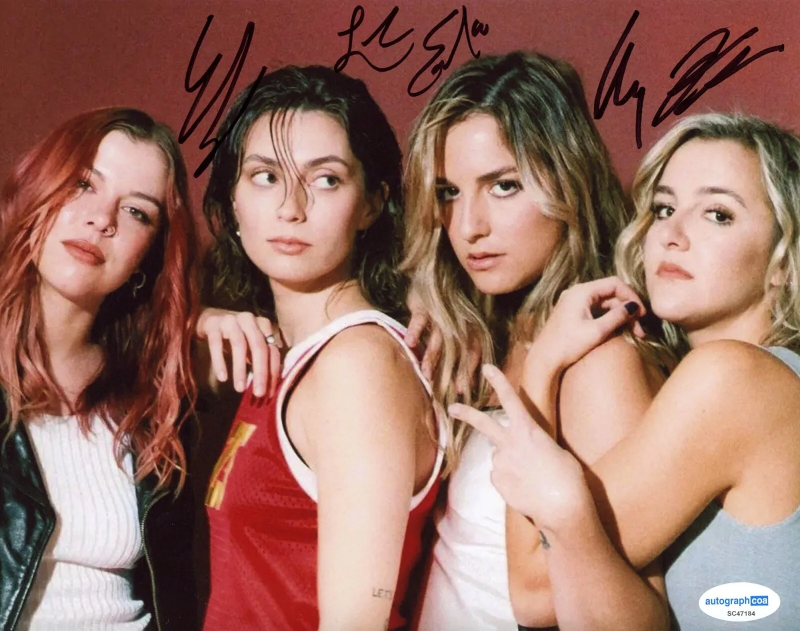THE BEACHES — THE BEACHES Band signed 8X10 PHOTO By All 4 PROOF g MY EX Blame Brett ACOA COA, изображение 3