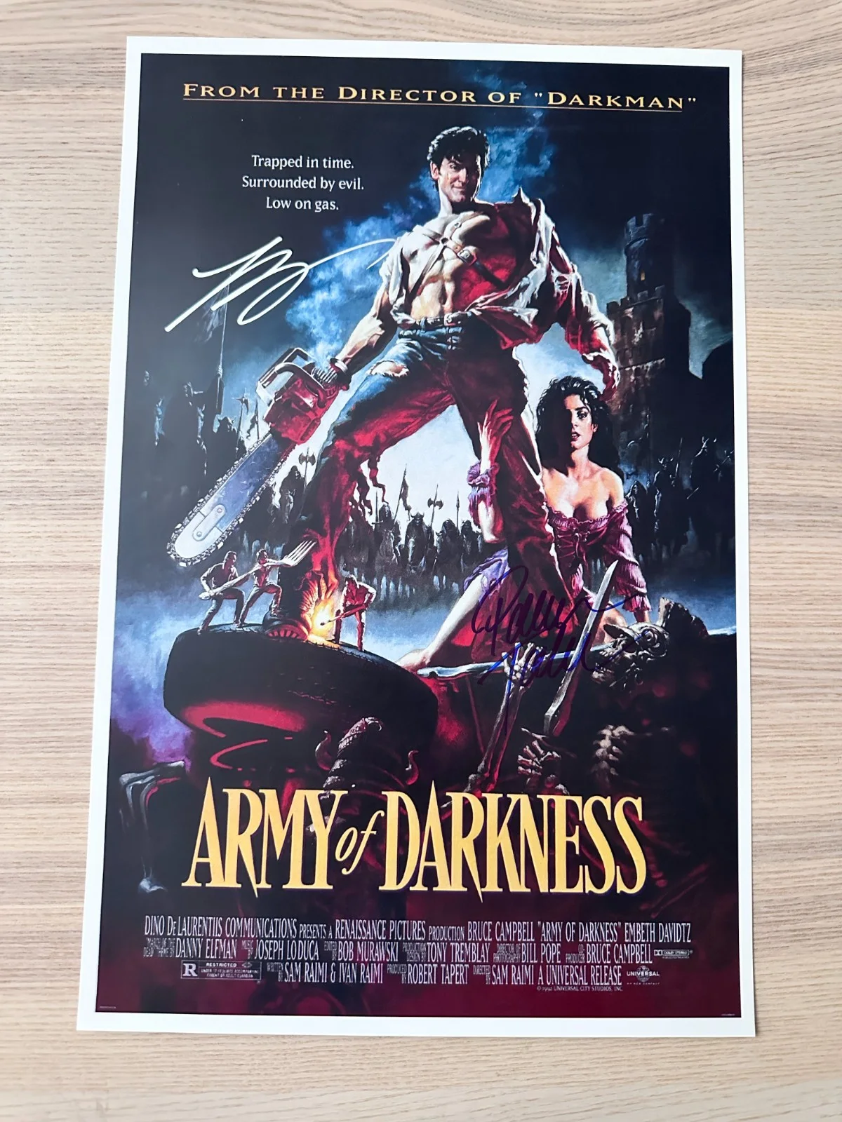 Bruce Campbell & Patricia Tallman — Army of Darkness Signed Mini Movie Poster 11x17