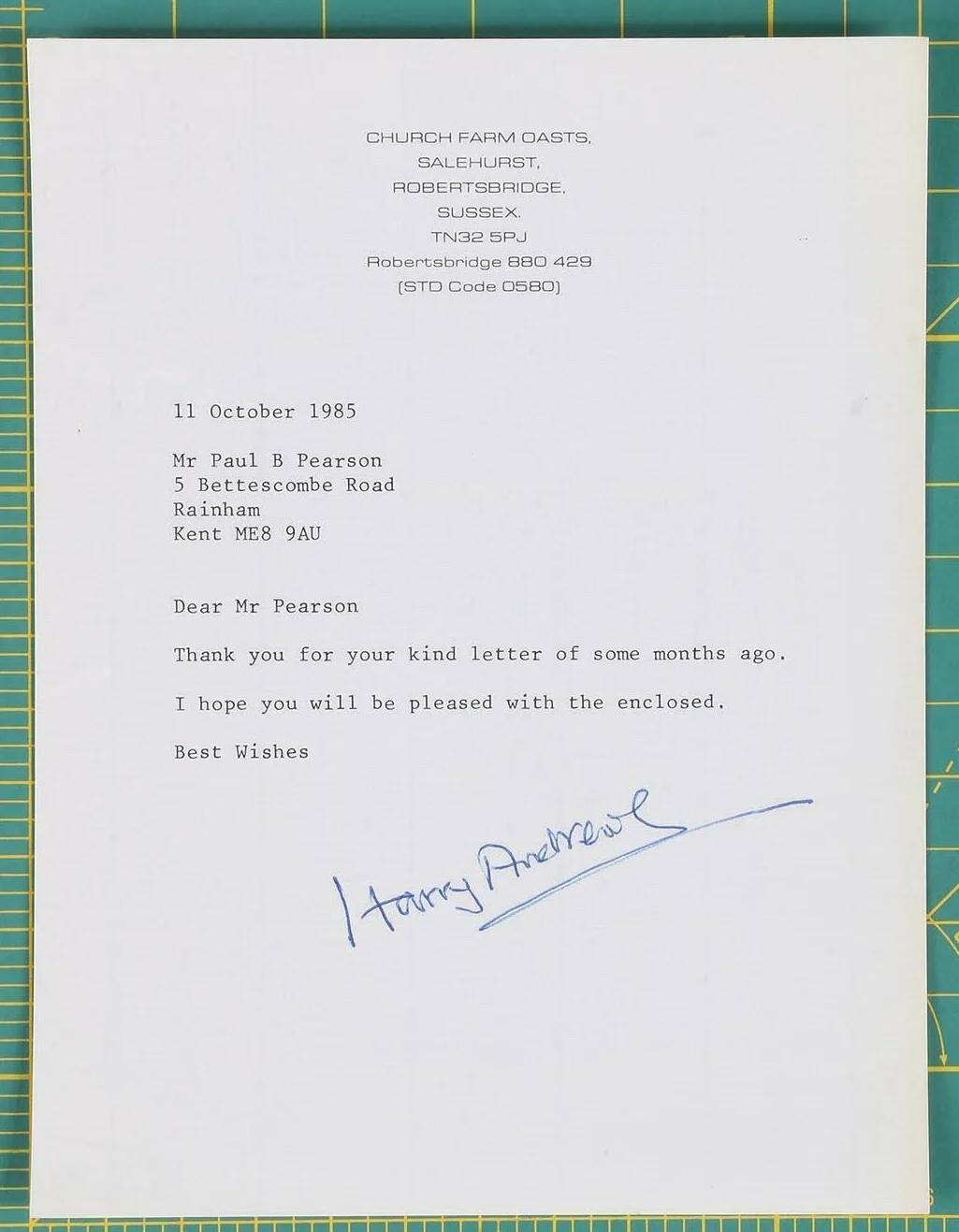 HARRY ANDREWS — HARRY ANDREWS - PHOTOGRAPH SIGNED & INSCRIBED ACCOMPANY A SIGNED TYPED LETTER, изображение 3