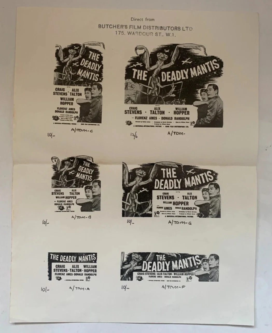 Deadly Mantis 1957 UK Press Kit Universal Sci Fi Monster Film + Insert, image 4
