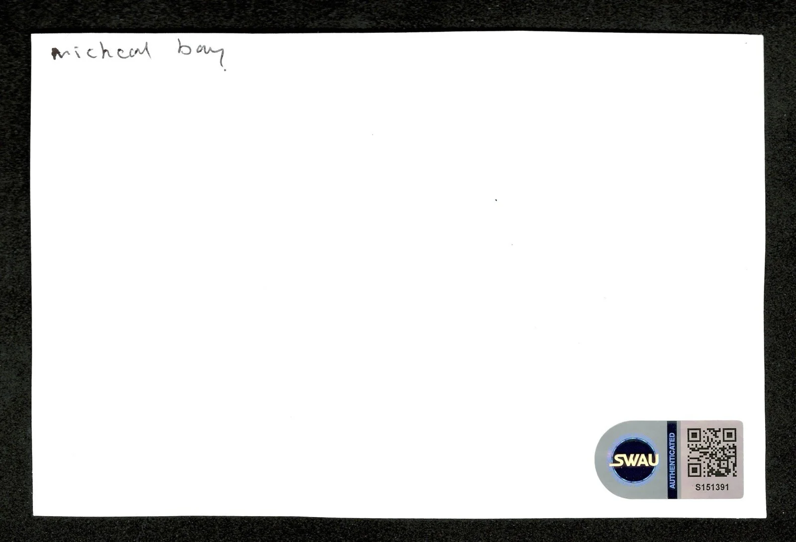 Michael Bay Signed Autographed 4x6 Card SWAU Cert Transformers Armageddon, image 2