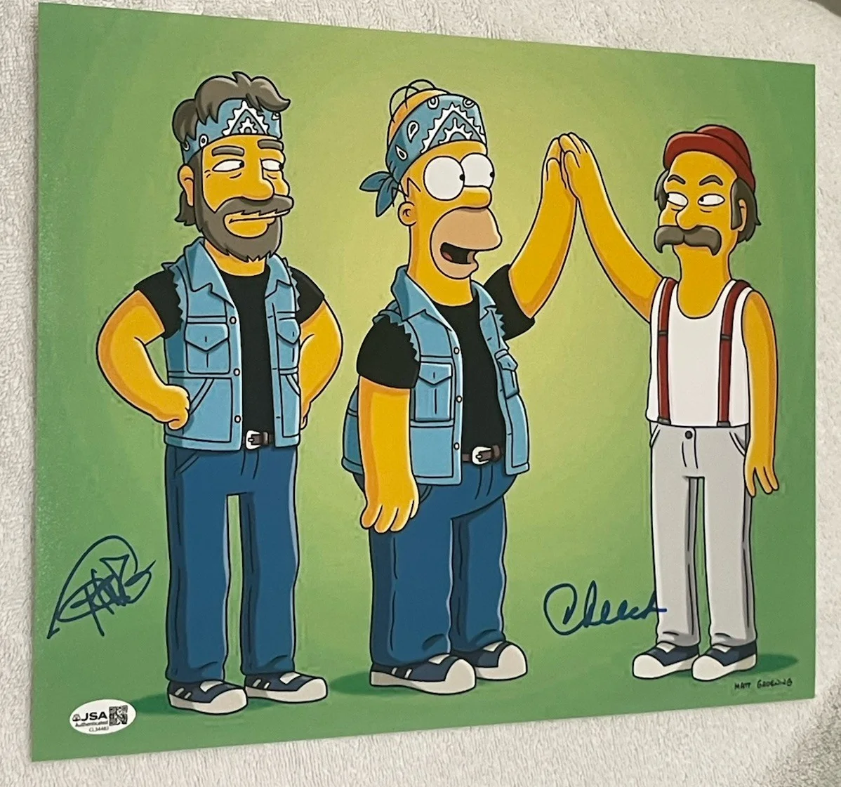 Cheech, Chong — Cheech and Chong Autographed Signed 111x14 Photo - Simpsons - JSA Certified, image 3