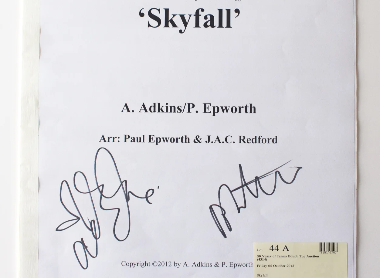 James Bond Skyfall Large Orchestral Score Signed Adele & Paul Epworth Christie's, изображение 3