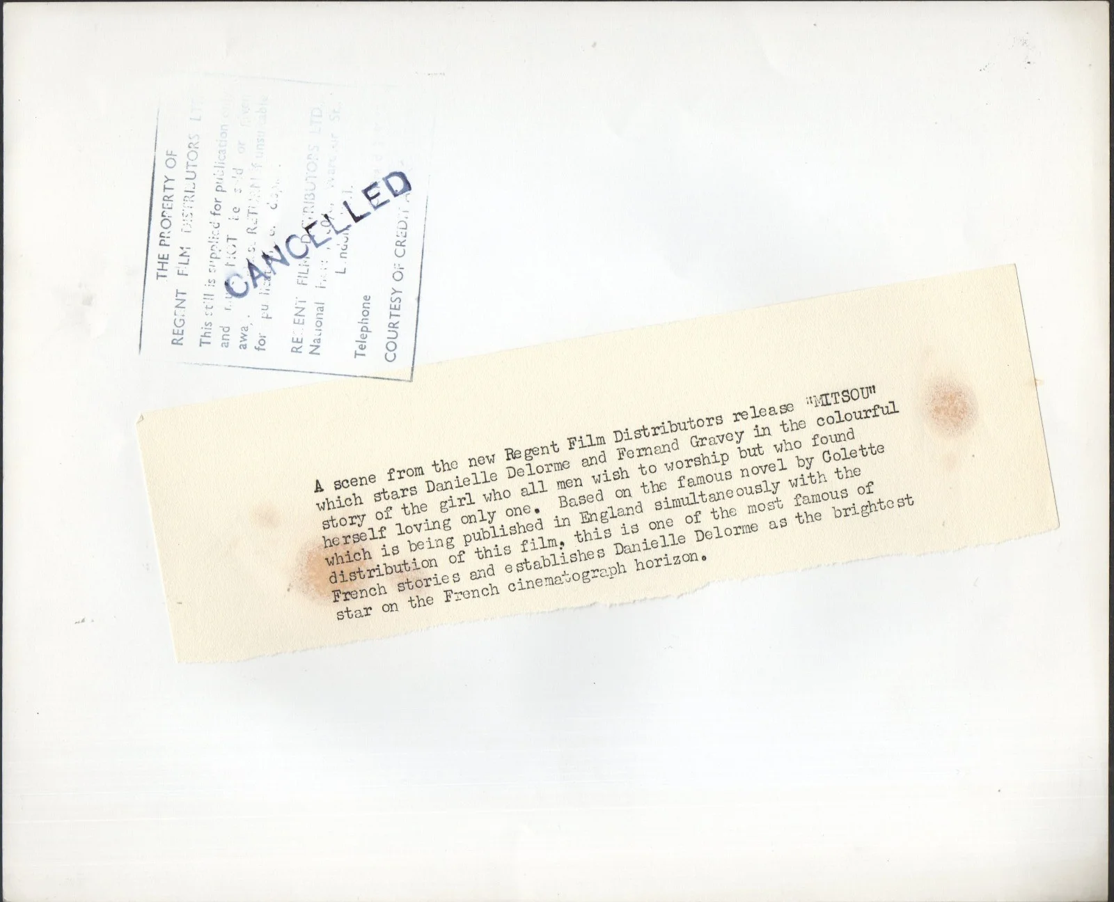 MITSOU 1956 Colette - Danièle Delorme Paris msuic hall 10x8 STILL, image 2