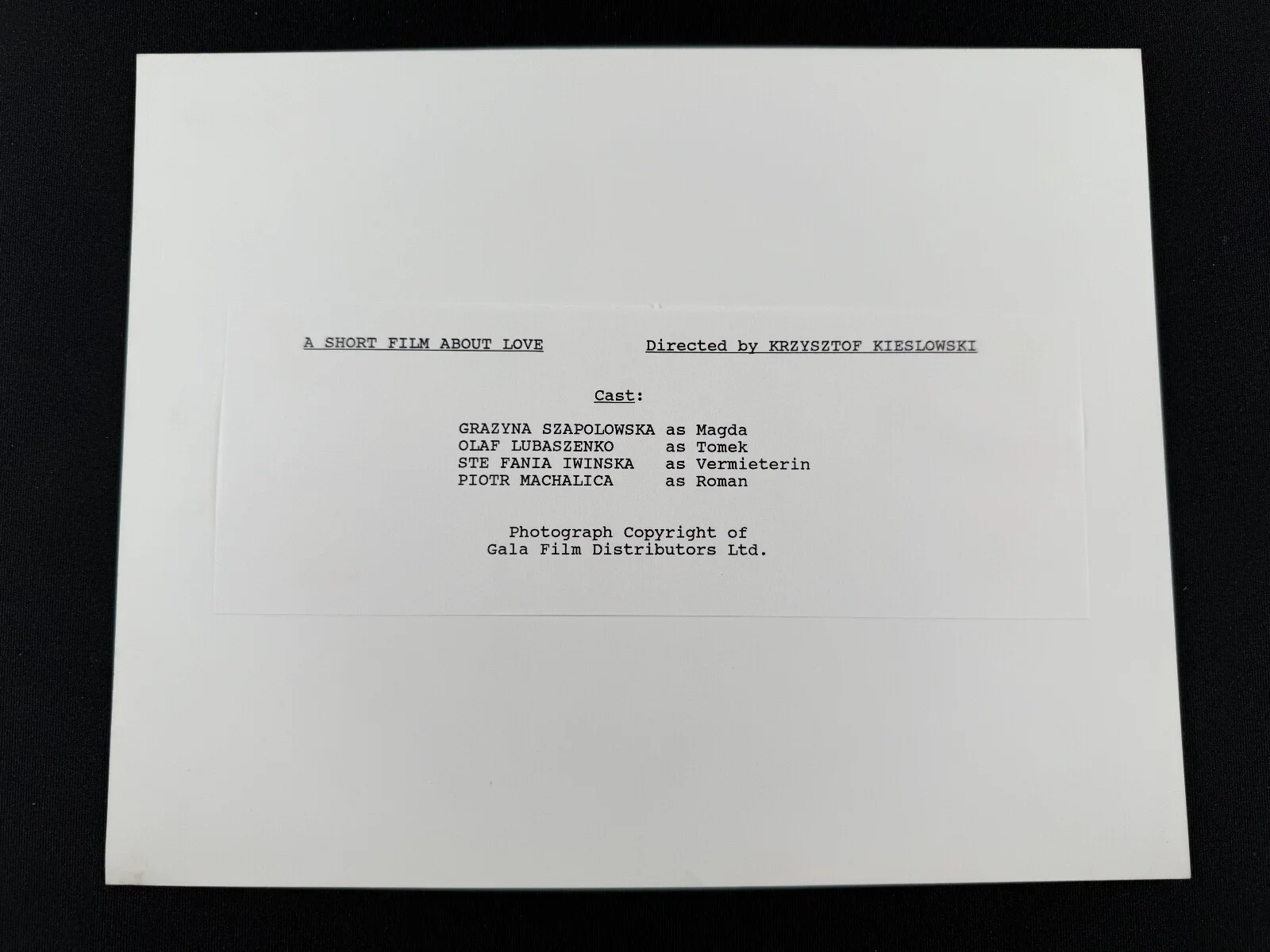 RARE A4 1988 A Short Film About Love B/W Press Scene Print, изображение 2