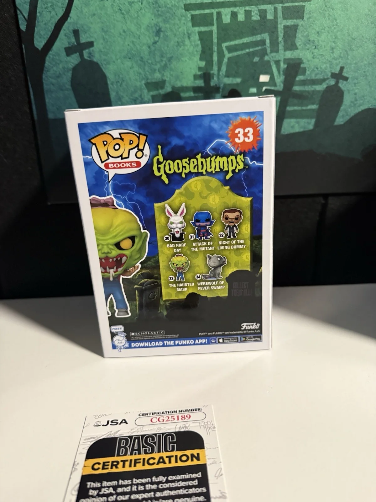 RL Stine, Tim Jacobus — Signed RL Stine & Tim Jacobus The Haunted Mask Goosebumps Funko Pop JSA COA, изображение 3